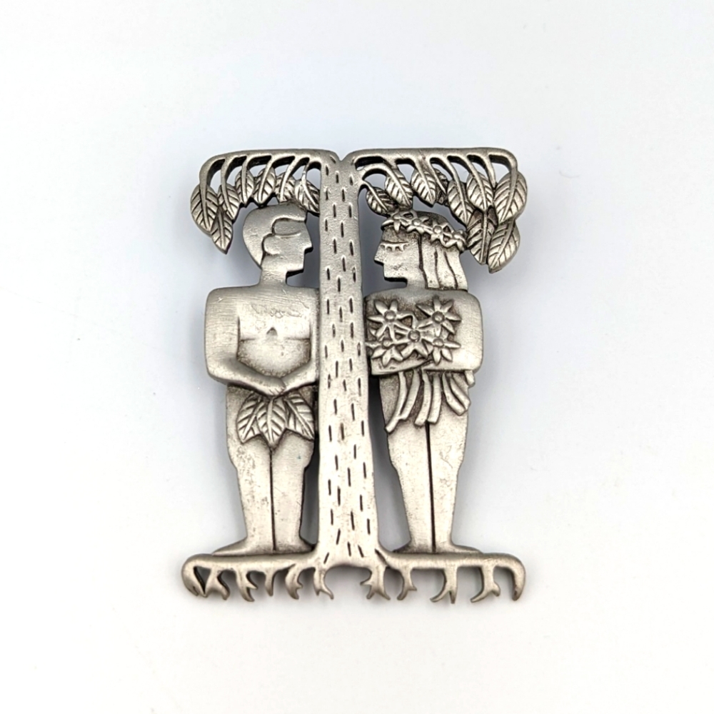 Collectible Vintage JJ Jonette Adam And Eve Brooch Pin